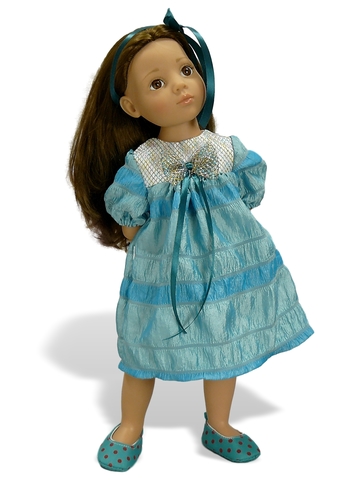 Платье из жатой тафты - На кукле. Одежда для кукол, пупсов и мягких игрушек.