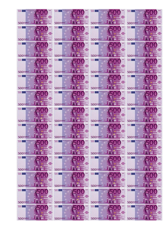 Вафельная бумага, Набор Купюр 500 Евро 5