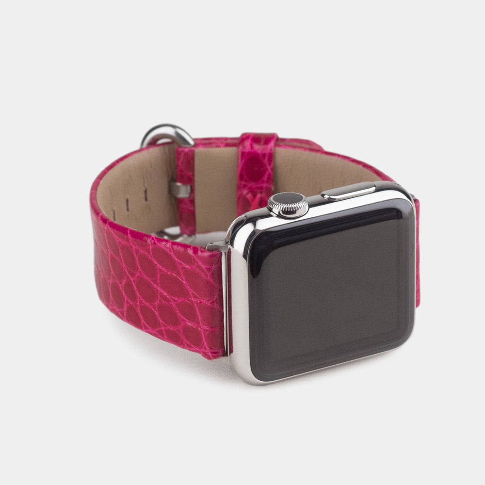 Ремешок для Apple Watch 40/41mm Classic из кожи аллигатора цвета фуксия лак