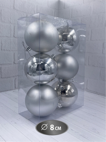 Набор шаров 6шт 8см House of Seasons серебро