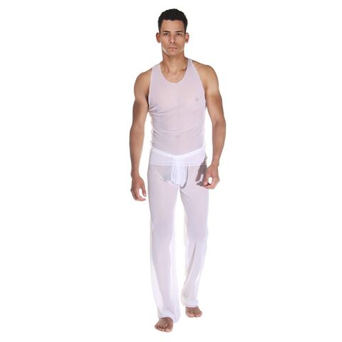 Белый полупрозрачный комплект: майка и брюки - La Blinque LB15505