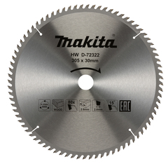 Пильный диск для дерева Makita 305х30х2.8/2x80T D-72322