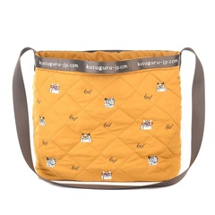 Сумка стеганая женская с котами Маруке через плечо на молнии "NEKOMARUKE", желтый, 24-7674-1, KUSUGURU