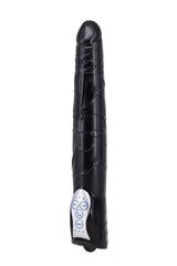 Чёрный вибромассажер Long John Realistic Thrusting Vibrator с функцией толкания - 20 см. - 