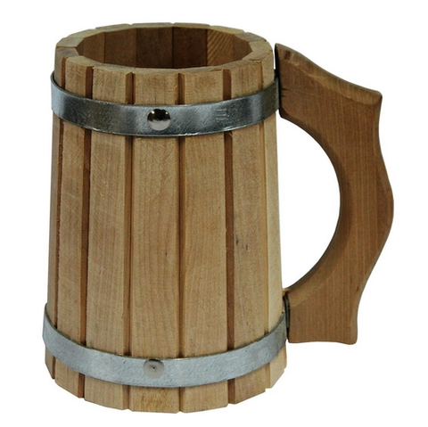 Деревянная кружка для пива из березы, 1.л ( самостоятельная распарка)