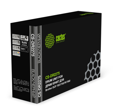 Фотобарабан (Drum-Unit) Cactus CS-DR2275 (DR-2275) черный для Brother DCP 7057, 7060, 7065, 7070; FAX 2840, 2845, 2845R, 2940; HL 2132, 2132r, 2135, 2135w, 2240, 2250, 2250dn; MFC 7360, 7360nr, 7460dn, 7460n, 7860 (12'000 стр.)