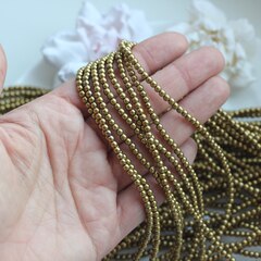 Гематин гематит, круглые бусины, 3 мм, бронза, 1 нить, ГМ040