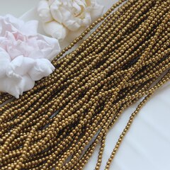 Гематин гематит, круглые бусины, 3 мм, бронза, 1 нить, ГМ040