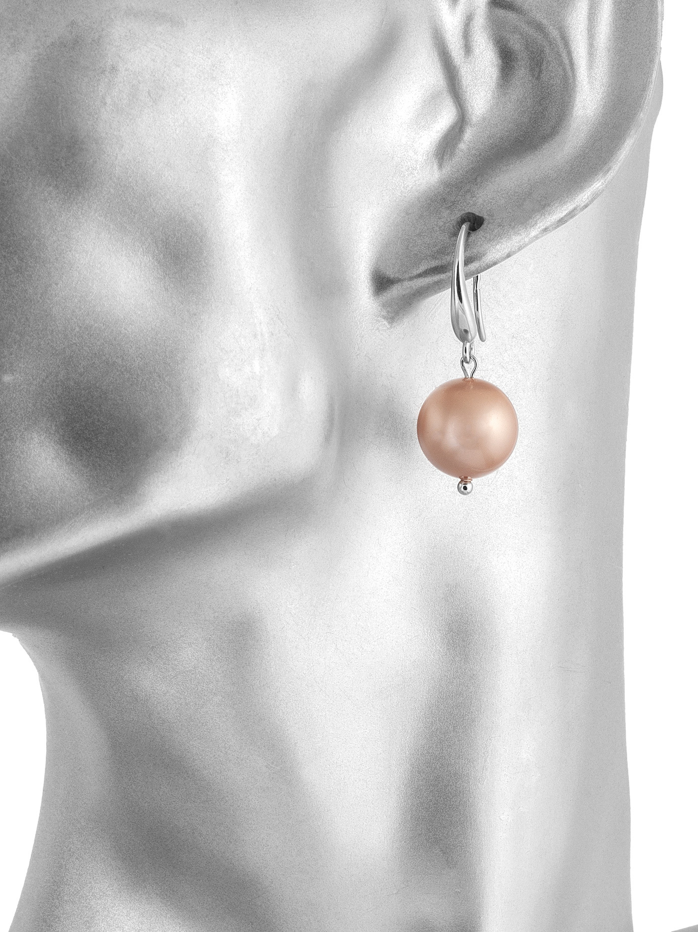 Серебряные серьги с кофейным искусственным жемчугом