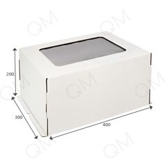 Коробка для торта с окошком 400*300*200 мм белая, 50 шт