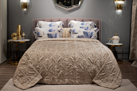 Покрывало 260х260 Garda Decor Houston Кристалло бежевое со стежкой