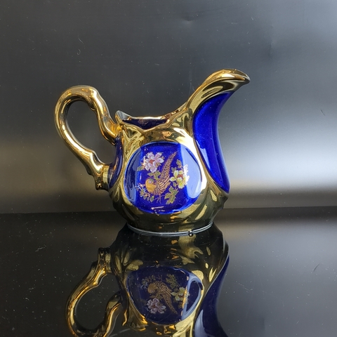 Сливочник кобальт с позолотой, роспись "Жар-птица" винтаж СССР 1970-1990 гг