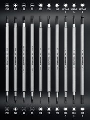 KRAFTOOL Double 20, 20 шт, набор: отвертка с переставными стержнями (25817)