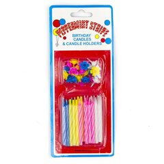 
          Набор свечей для торта Alingar, 4,5 см, 24 шт., с подставками. "Полосы-мини", ассорти