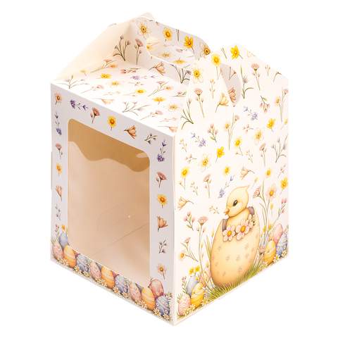 Коробка для кулича с окном (загрузка спереди), 