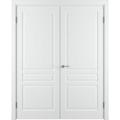 Двустворчатая распашная дверь Бриз белая эмаль глухая