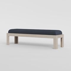 Банкетка, 140x40x40, Баямо, массив дуба, мягкое сидение темное, беленый