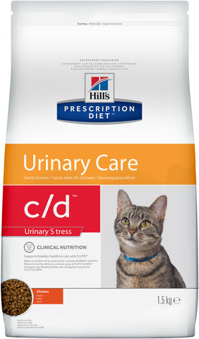 купить хиллс  диетический Hill’s™ Prescription Diet™ c/d™ Feline Urinary Stress with Chicken сухой корм для взрослых кошек, диета при стрессах, цистите с курицей 1.5 кг