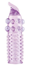 Гелевая фиолетовая насадка с шариками, шипами и усиком - 11 см. - 