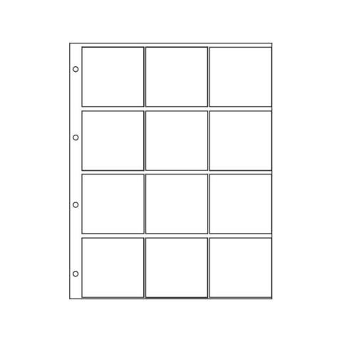 Лист для банкнот и холдеров на 12 ячеек (75*75). GRAND 245*310  (СОМС)