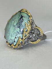 Афродита-бирюза (серебряное кольцо с позолотой)