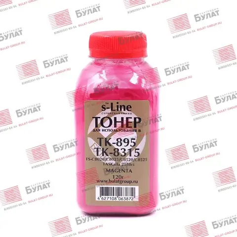 Тонер БУЛАТ TK-895, TK-8315 для Kyocera FS-C8020, FS-C8525, TASKalfa 2550ci (Пурпурный, банка 120 г)