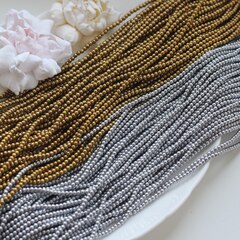 Гематин гематит, круглые бусины, 3 мм, бронза, 1 нить, ГМ040