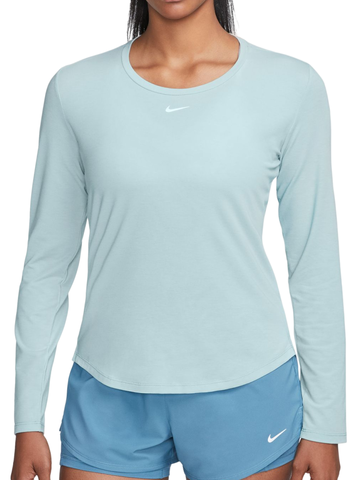 Женская теннисная футболка   Nike Dri-Fit One Luxe Lon Sleeve Top - ocean bliss/reflective silver