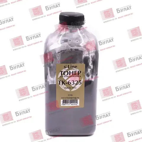 Тонер с девелопером БУЛАТ s-Line TK-6325 для Kyocera TASKalfa 4002i (Чёрный, банка 310 г)