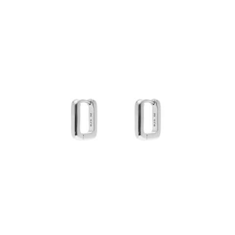 Mini Plain Ovate Earrings - Silver