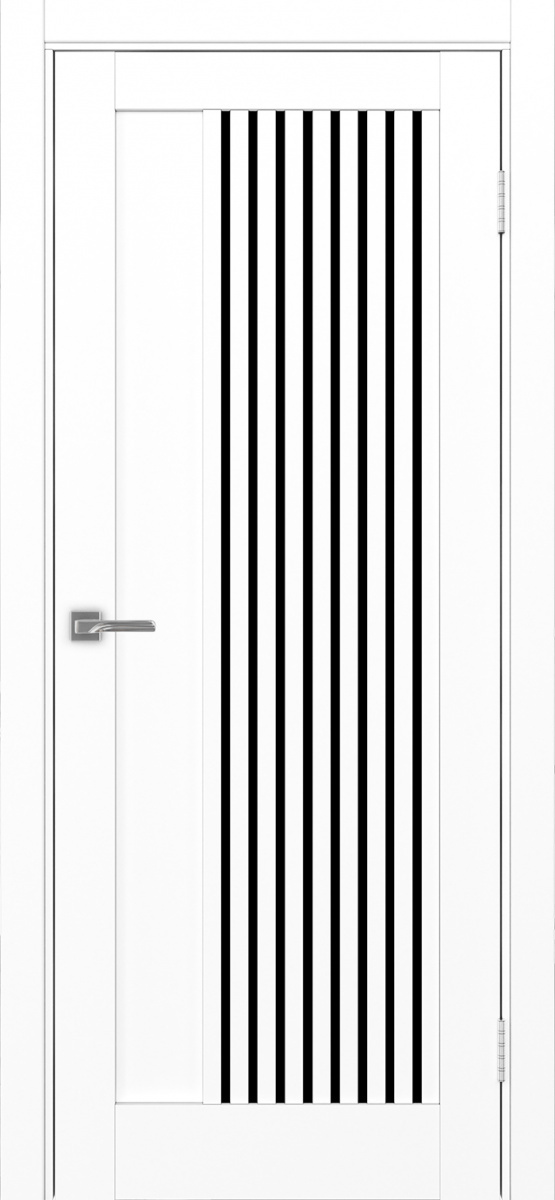 Дверь межкомнатная Оптима Порте Турин 544.12, цвет белый снежный, экошпон, стекло лакобель черное