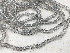 Бусины граненые Рондель, d 8 мм, 1 уп=10 нитей, 1 нить 40 см, серый
