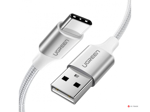 Кабель UGREEN US288 (60130) USB-A 2.0 to USB-C Cable Nickel Plating Aluminum Braid 0.5m, белый