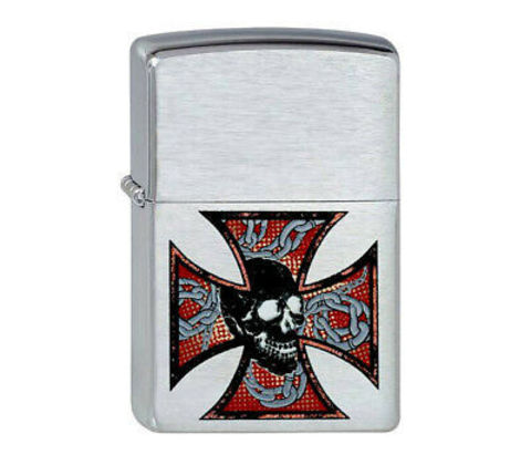 Зажигалка Zippo с изображением черепа и креста, латунь/сталь, серебристая, 36х12х56 мм (200 Skull&Cross) | Wenger-Victorinox.Ru