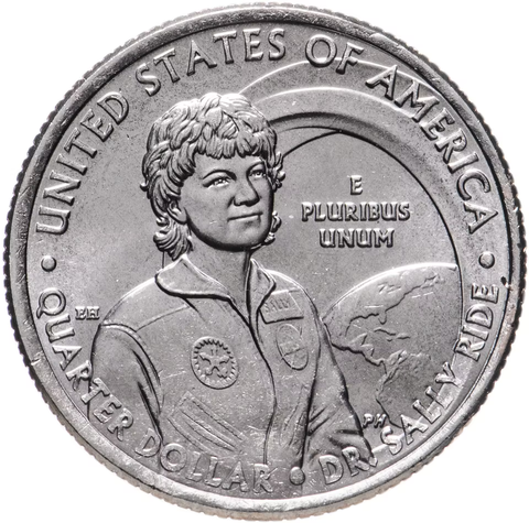 25 центов 2022 Женщины Америки Астронавт Салли Райд с новым типом портрета Дж.Вашингтона Двор D США