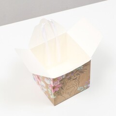 Коробка самосборная одиночная Куб, 14*14*14 см, Образ, с лентой, 1 шт