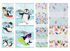 Тетрадь А5 18л линия Потешные пингвины / Цветочный Фон ассорти