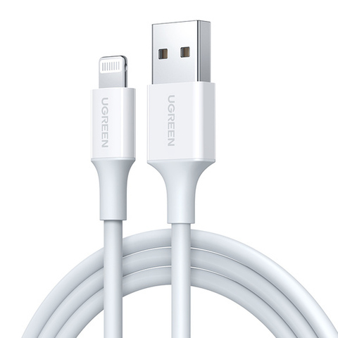 Кабель UGREEN USB-A Male to Lightning Male Cable Nickel Plating ABS Shell, 0,5м US155, белый