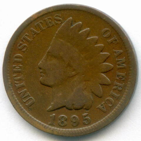 1 цент 1895 год. США. Голова индейца. Бронза F-VF