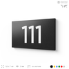 Номер на дверь квартиры 111, табличка на дверь для офиса, кабинета, аудитории, склада, черная 120х70 мм, Айдентика Технолоджи