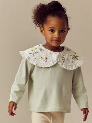 Лонгслив с воротником для девочки Next E71-141, Мятный, Белый