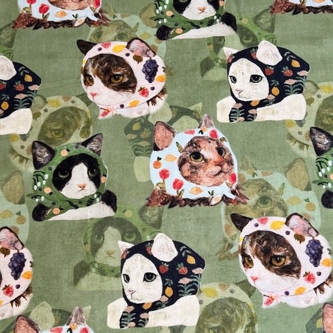 КОШКИ В ПЛАТОЧКАХ, 100% хлопок, ширина 110 см