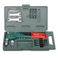 KRAFTOOL Combo3-M6, 360°, 3 вида заклёпок, комбинированный поворотный заклепочник в кейсе (31178)
