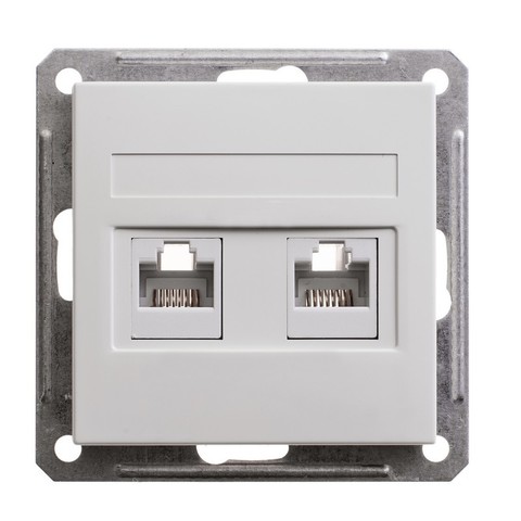 Розетка двойная RJ11+RJ45, 160В, 1А, кат.5E. Цвет Белый. Schneider Electric Wessen 59. RSI-251TK5E-1-86