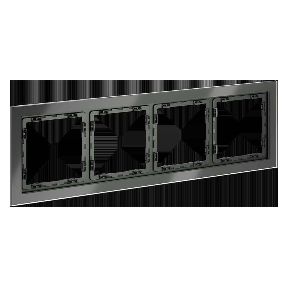 Рамка стеклянная Voltum S70 на 4 поста, (титан, стекло) VLS110406