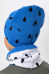 комплект  для мальчика  К 8151/ярко-голубой,св.серый меланж,капли