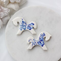 Подвеска Лошадка, гжель, 30*40 мм, S016