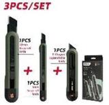 Набор технических ножей "Home Series Green" Deli HT4003L (ножи 9мм+18мм+Т-образный), эксклюзивный дизайн, корпус из высококачественного софттач пластика