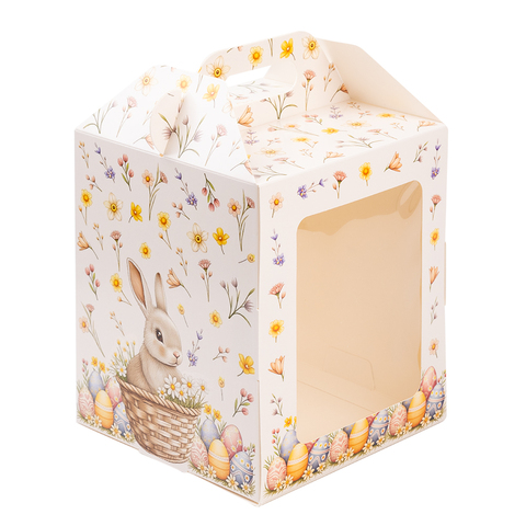 Коробка для кулича с окном (загрузка спереди), 