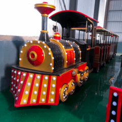Безрельсовый паровозик «Огненный Экспресс», 3 вагона, 12 мест — для ТРЦ, с электродвигателем